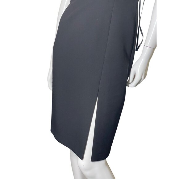 BCBG MAX AZRIA Black Midi Dress Size 0 Strappy Halter Side Cutouts LBD Date Part - Picture 11 of 15